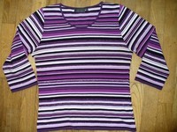 pull manche 3/4 a rayures violet tbe 6euros