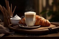 composition-matinale-classique-composee-croissant-feuillete-accompagne-riche-cappuccino-symbolisant-