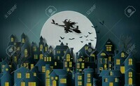 110441009-paper-art-of-happy-halloween-witch-riding-a-broom-flying-in-the-sky-over-the-abandoned-vil
