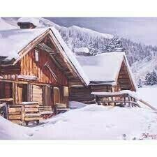 Village de montagne sous la neige-5