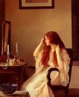 William_McGregor_Paxton-_girl_combing_her_hair_1909