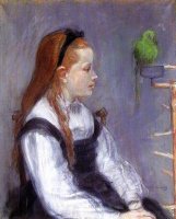 12- Berthe Morisot, Portrait de Mademoiselle M.T. (Young Girl with a Parrot)