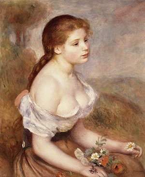 La Jeune Fille Avec les Pâquerettes (1889) by Pierre-Auguste Renoir