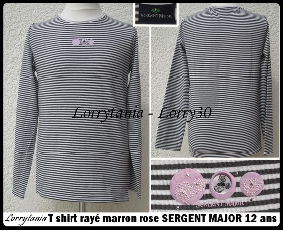 12A T shirt ML SERGENT MAJOR 4,50 €  rayé marron rose