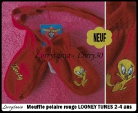 2-4A  Moufle LOONEY TUNES 2 € polaire rouge