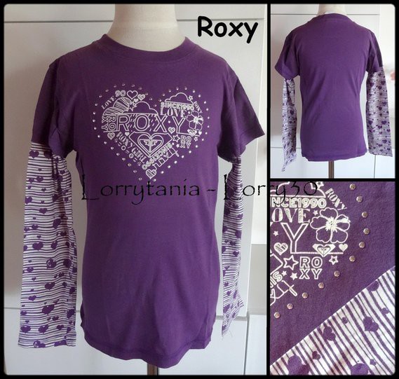 10A Tshirt ROXY 5 € violet blanc VENDU