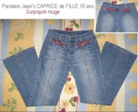 16A Jean's Caprice De Fille 5 € surpiqure rouge