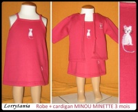 3m Robe + cardigan MINOU MINETTE 2,50 € rose