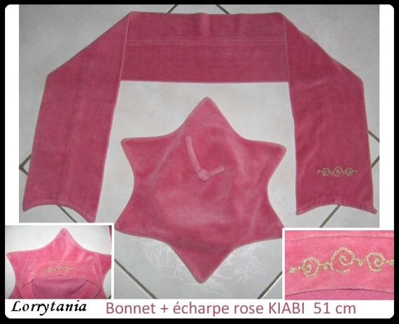 51 Bonnet Echarpe 3 € velours rose KIABI