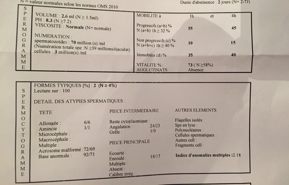 résultats spermogramme - PMA (Procréation médicalement assistée ...