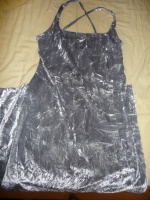 robe longue velours argentée taille 42 10€