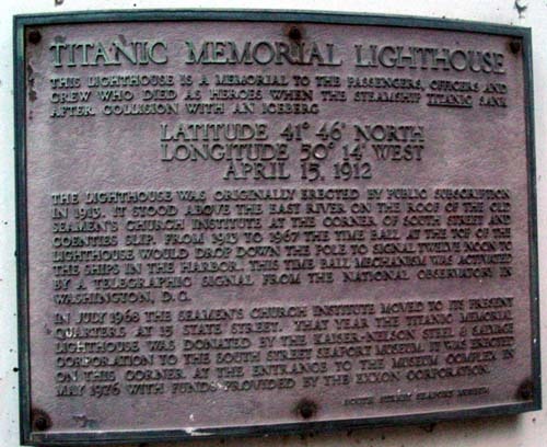 plaque memorial titanic