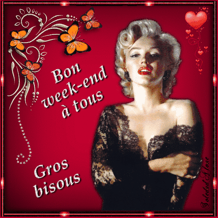 Bon week-end Marilyn Monroe Fond rouge