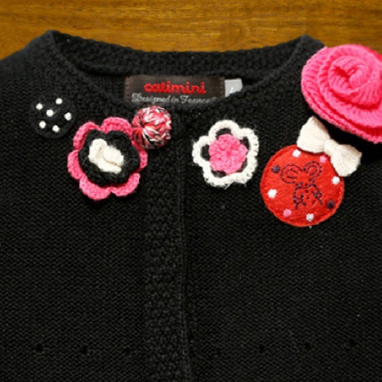 18 mois- Cardigan gilet Tricot Noir Catimini fleurs jenny's shop