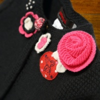 18 mois- Cardigan gilet Tricot Noir Catimini fleurs SPIRIT CITY / JENNY'S SHOP