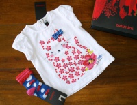18 Mois - Tee shirt chaussettes Catimini - les petits pois sont rouge collection été 2013