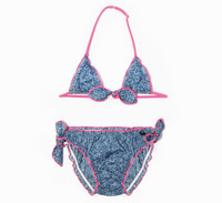 4 ans IKKS - Maillot de bain Bikini imprimé fleurs liberty couleur bleu jean