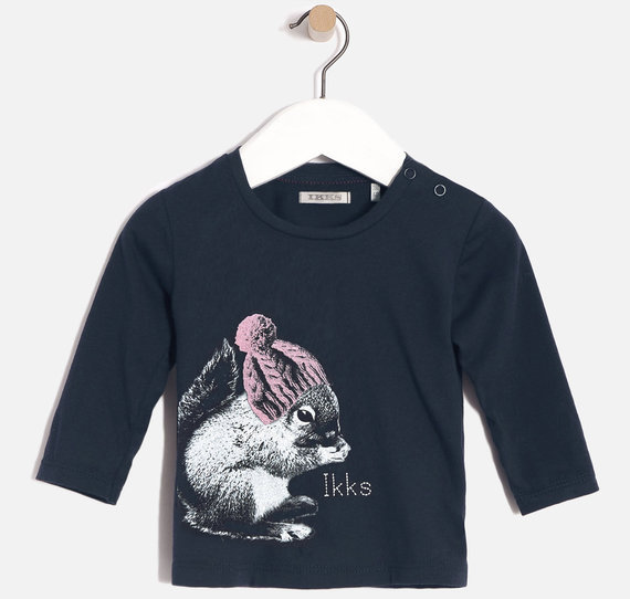 3 ans IKKS - Tee-shirt marine visuel écureuil  bébé fille