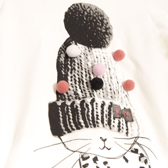 3 ans IKKS T-shirt bébé fille - chat pompons
