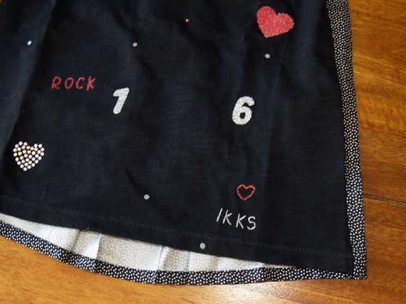 4 ANS IKKS - Tee-shirt noir fille - Strass et paillettes - Dos tissu fluide imprimé pois avec pince