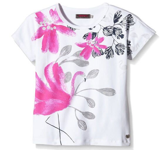 4 ANS Catimini Tee-shirt kid fille Imprimé Flamant Fleur