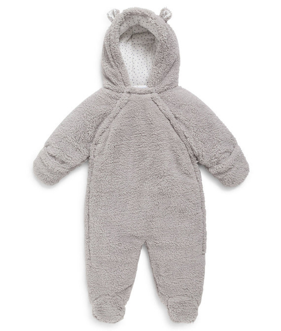 6 Mois Combinaison Bebe Fourrure Gris Clair Capuche Oreilles D Ourson Ouverture A La Base Moufl Vendu 0 18 Mois Lamicoquillette Photos Club Doctissimo