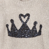 3 ANS IKKS fille - Pull maille douce bouclette couronne sequins