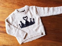 3 ANS IKKS fille - Pull maille douce bouclette couronne sequins