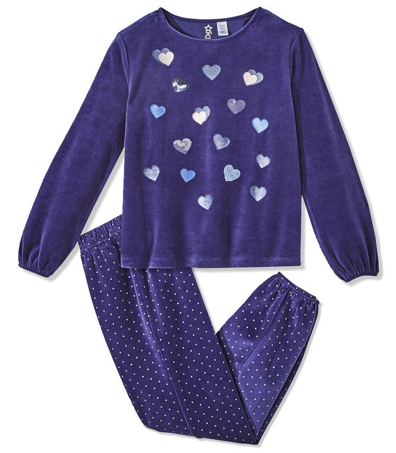 5 ans Okaïdi Pyjama fille Bleu Velours doux motifs patchés brodés