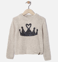 3 ANS IKKS fille - Pull maille douce couronne sequins