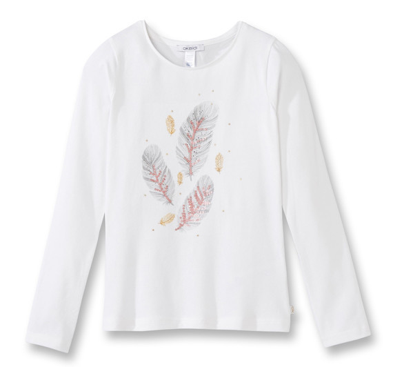 6 ANS OKAIDI Tee-shirt fille motif plume pailleté Jersey de coton