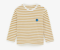 3-4 ANS-104 CM T-SHIRT OCRE BRODÉ RAYURES manches longues boutons-pression épaule