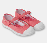 P30 Ballerines toile rose corail irisées scratch fille