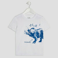 4 ANS T-shirt manches courtes garçon blanc dinosaure triceraptor