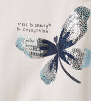 10 ANS Tee-shirt libellules bleu sequins fille blanc