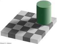 L'échiquier d'Adelson : Les carrés A et B sont-ils du la même couleur ?