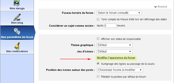 modifier apparence forum