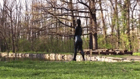 Jogging in a Latex Catsuit at the park